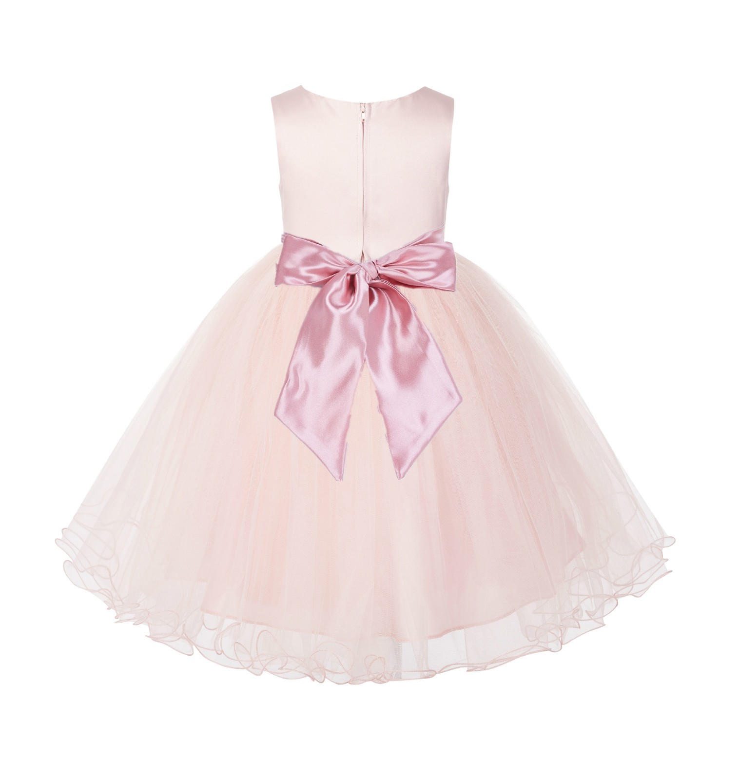 Blush Pink / Dusty rose Tulle Rattail Edge Flower Girl Dress Pageant ...
