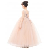 Blush Pink Vintage Corset Flower Girl Dress Tutu Dress 205
