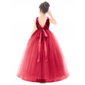 Red Sequin V-Back Flower Girl Dress LG1